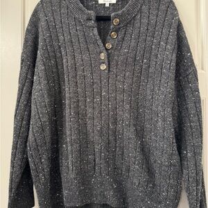 Madewell Charcoal Button-Up Sweater Wool Blend